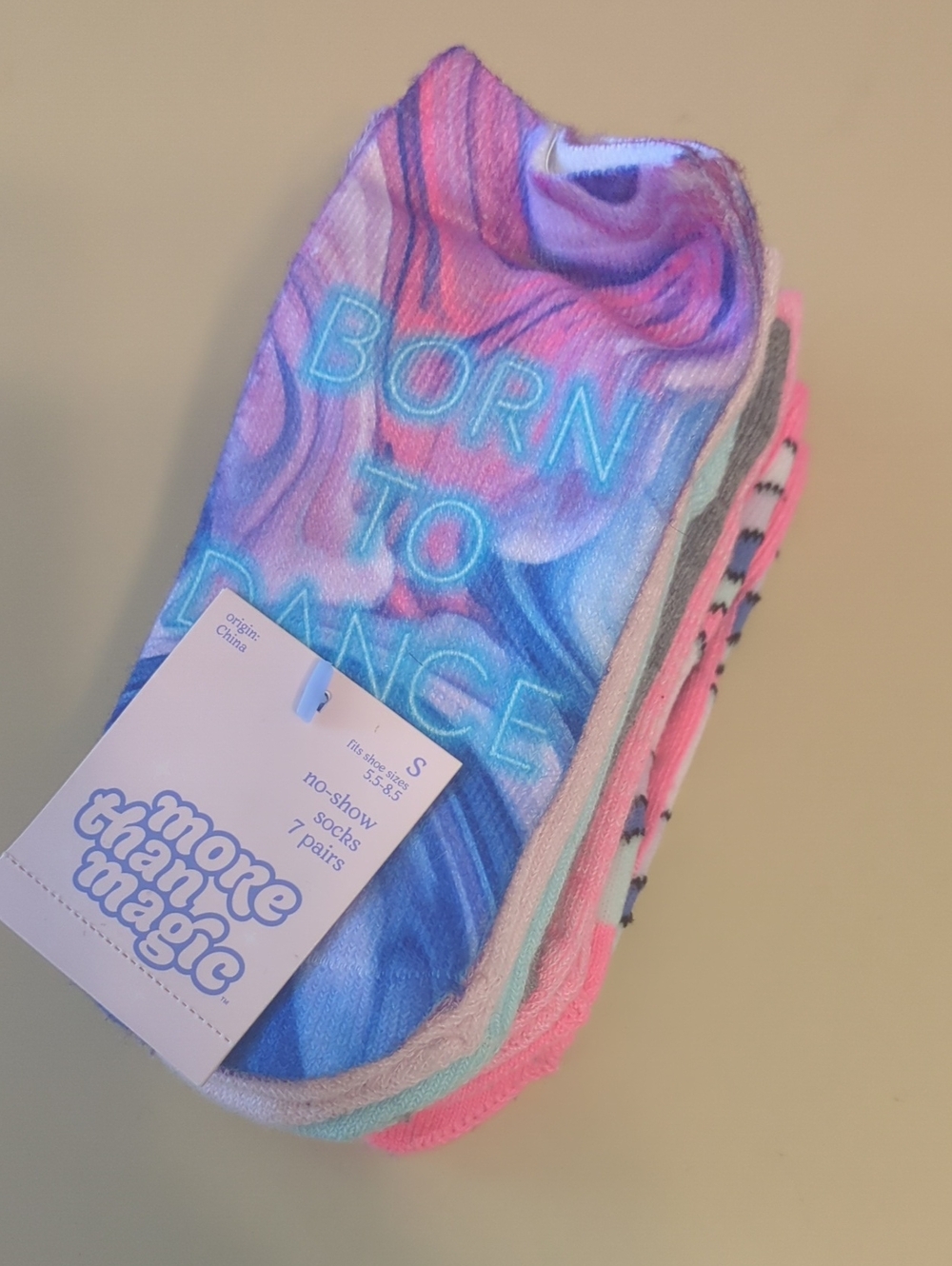 7pr No-show Socks For Lil Dancers Girls Small, Shoe Sz 5.5-8.5 More Than Magic